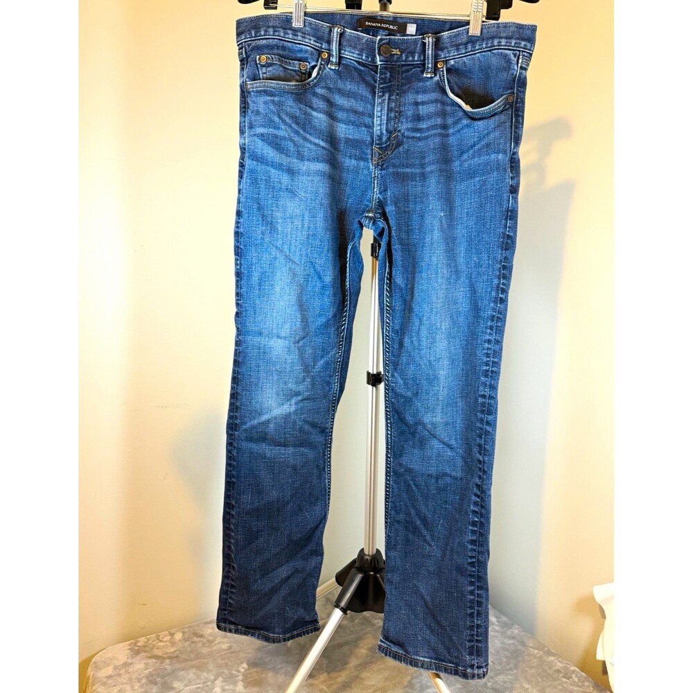Banana Republic Men’s 35x30 Denim Jeans Slim Straight Fit Mid Rise Medium Wash